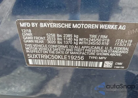 2019 BMW X3 xDrive30I from USA, damaged, VIN 5UXTR9C50KLE19256